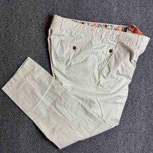 Robert Graham Pants Mens 36 x 28 White Classic Fit Straight Flat Front Chino